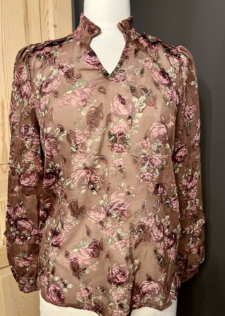 OUTLET - Costa Mani Chemisier Mary brun/rose fleur (S)